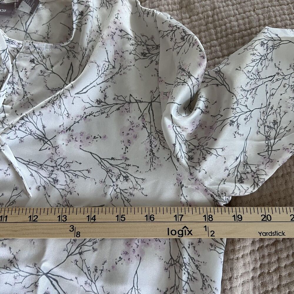 Chicos Shirt Womens Small White Floral Branch Print Henley Long Sleeve Blouse 0 - Picture 10 of 12